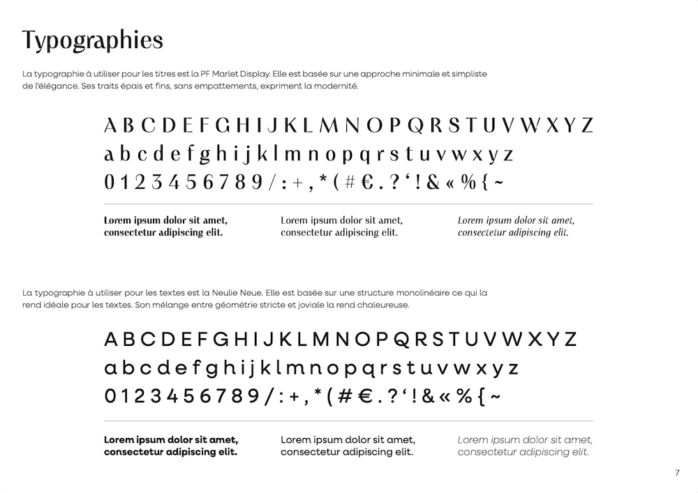 Le 53 Mirabeau, Pâtisserie, Aix-en-Provence, Charte Graphique, Identité visuelle, Typographies