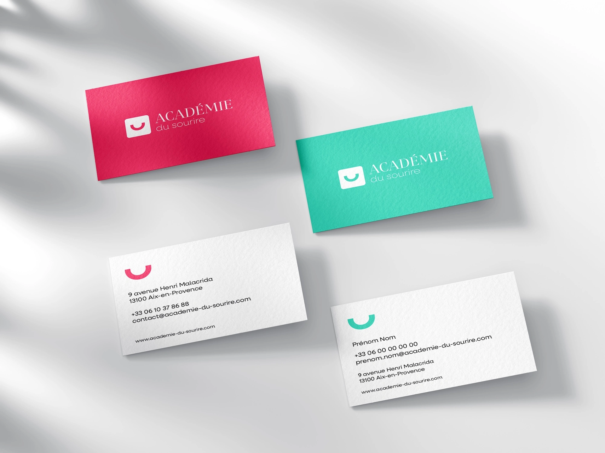 Académie du Sourire, formation dentisterie esthétique, Aix-en-Provence, Cartes de visite