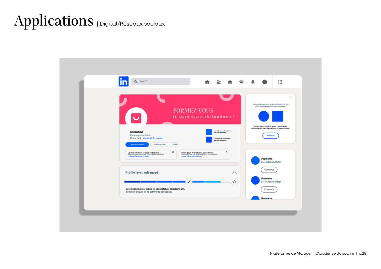 Académie du Sourire, Plateforme de marque, Applications, Réseaux sociaux