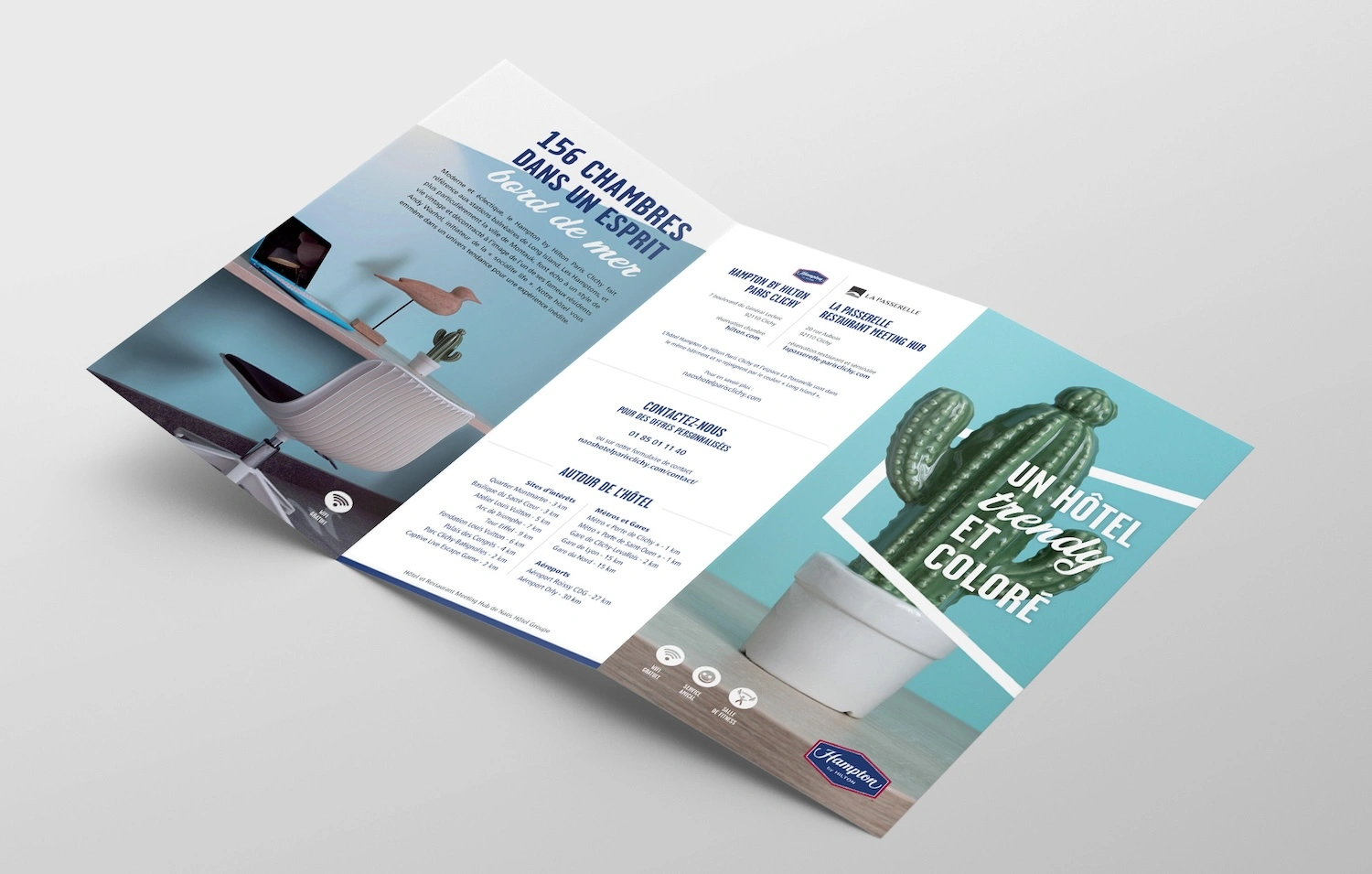 Naos Hôtel Groupe - Hôtellerie haut de gamme française - Hampton by Hilton Paris Clichy - Supports de communication - Flyer