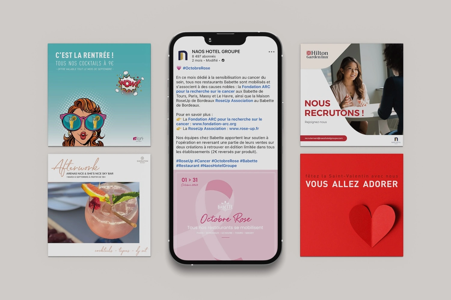 Naos Hôtel Groupe - Hôtellerie haut de gamme française - Supports de communication - Réseaux sociaux