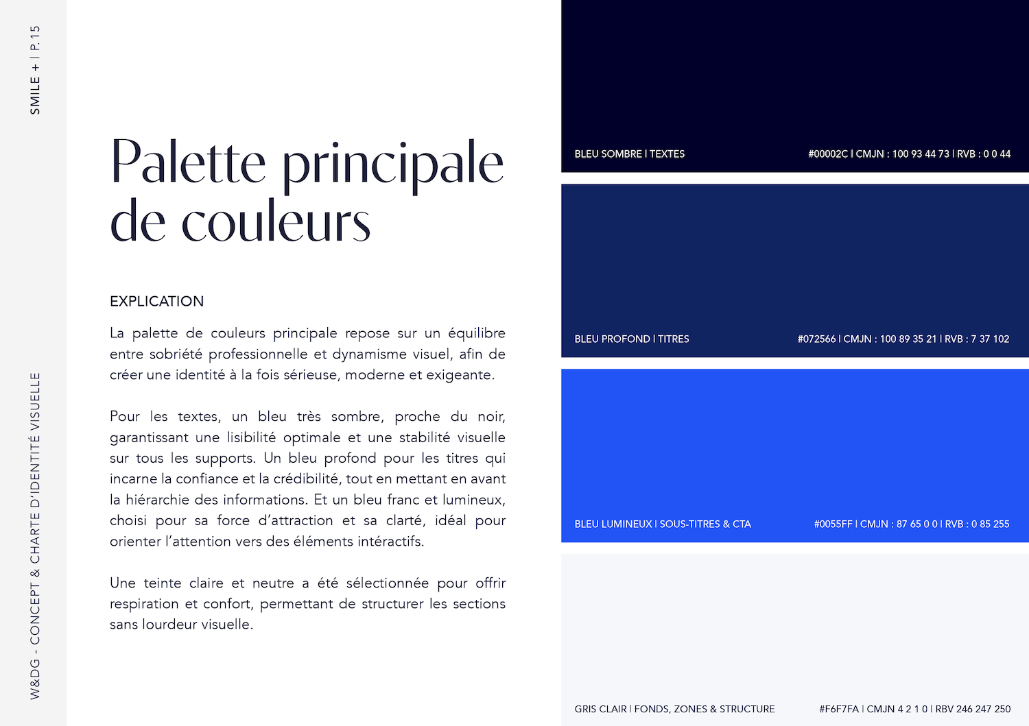 Smile+ VOD, Plateforme dentaire, Charte graphique, Couleurs principales