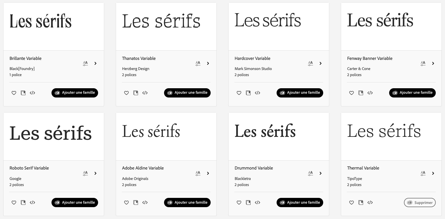 Exemple de police à empattement moderne utilisée dans une identité de marque en 2026